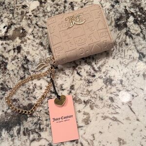 Juicy Couture sandstone  Embossed Mini Wallet with Gold Chain.. nwt..ladies